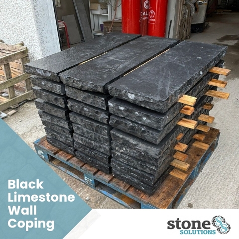 Black Limestone Wall copings by Stone Solutions NI